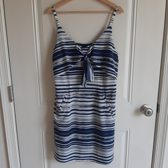 CAbi Dresses & Skirts - Cabi Navy Nautical Stripe Knot Dress Size Medium